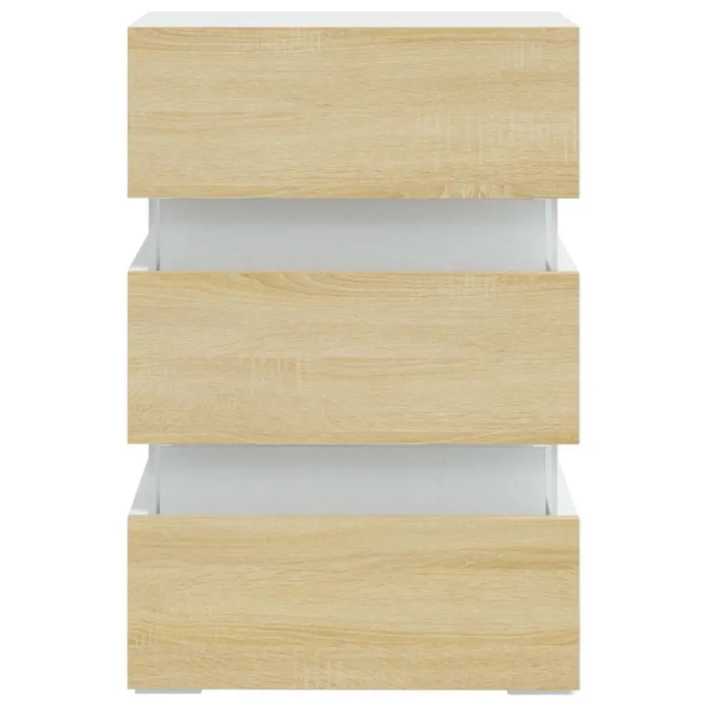 Bedside Table with LED Light and Storage