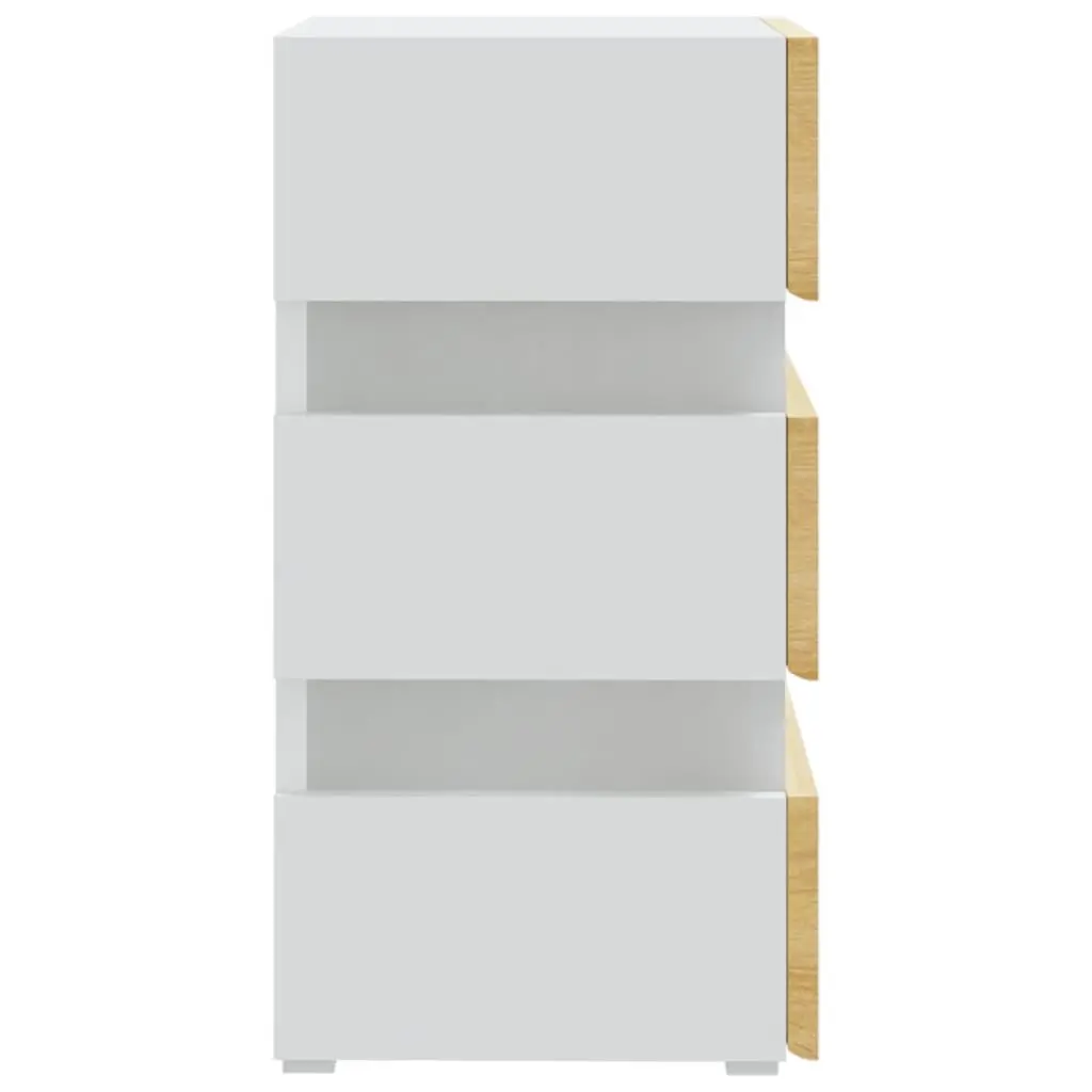 Bedside Table with LED Light and Storage