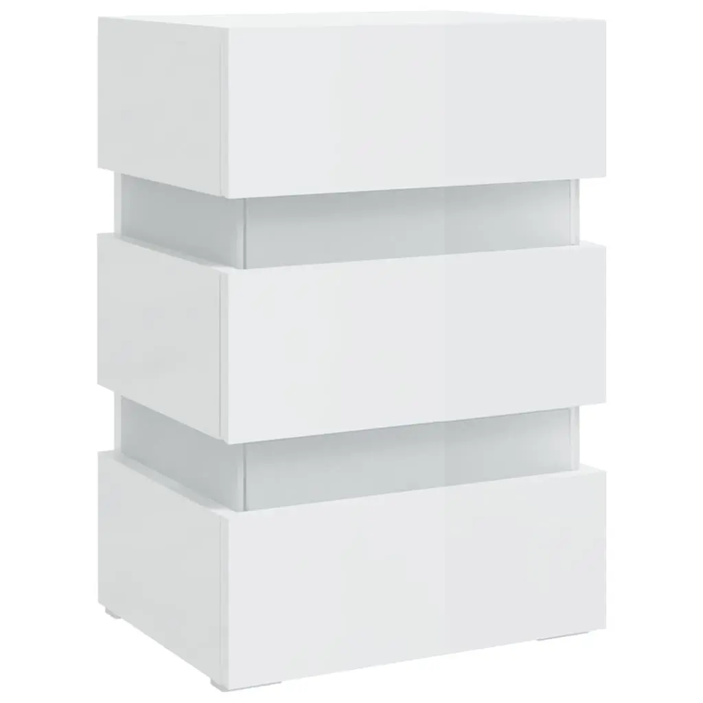 High Gloss White LED Bedside Cabinet with Ample Storage