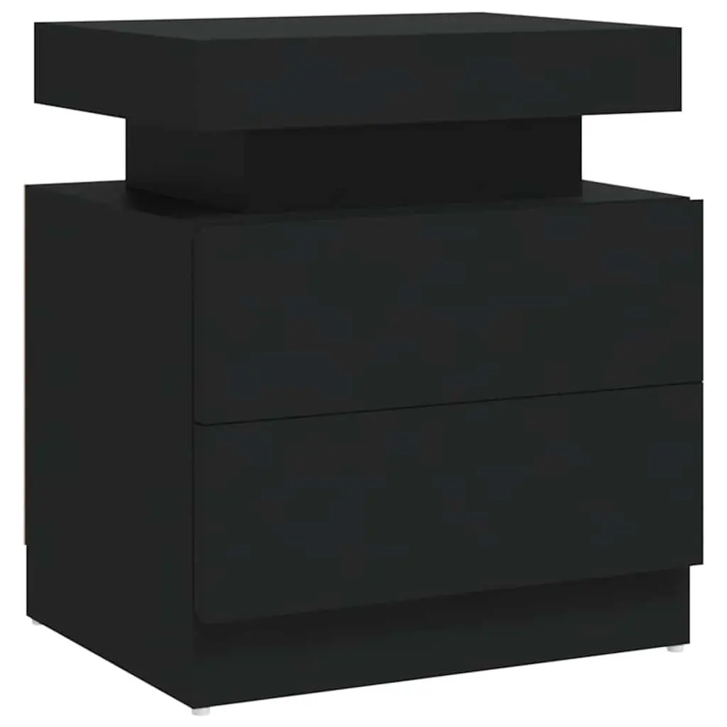 Black Engineered Wood Bedside Cabinet