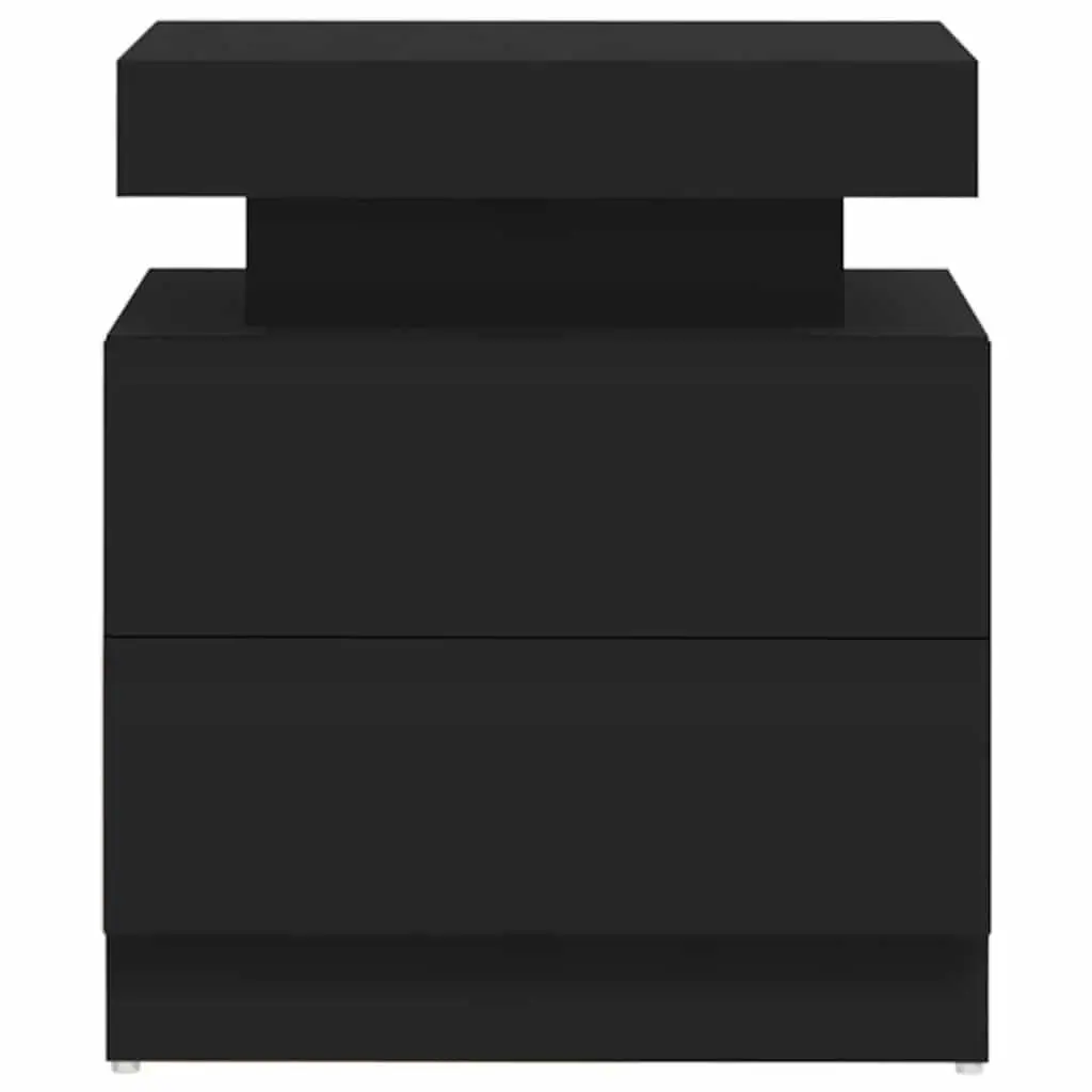 Black Engineered Wood Bedside Cabinet