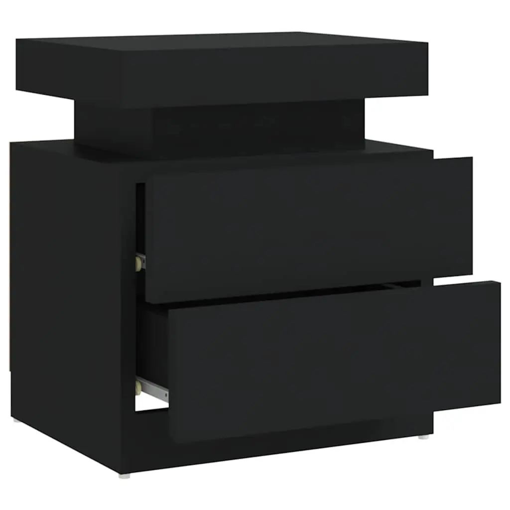 Black Engineered Wood Bedside Cabinet