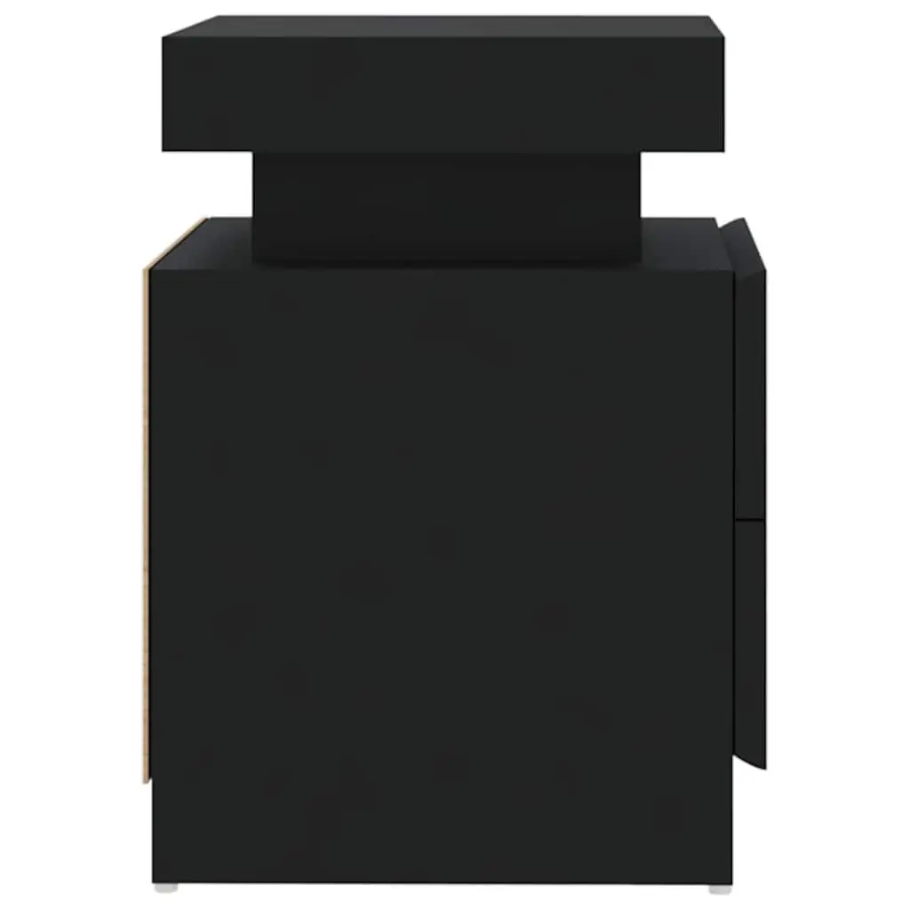 Black Engineered Wood Bedside Cabinet