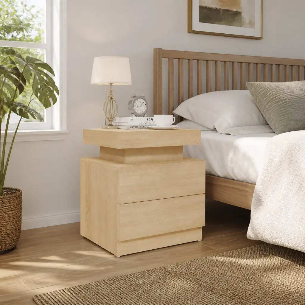Brown Engineered Wood Bedside Cabinet for Storage