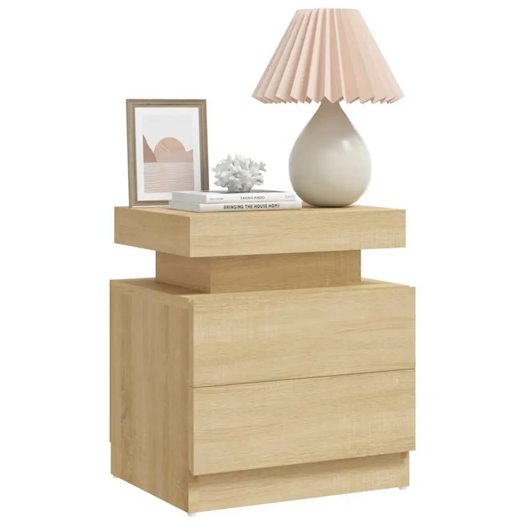 Brown Engineered Wood Bedside Cabinet for Storage