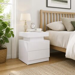 High Gloss White Nightstand with Ample Storage