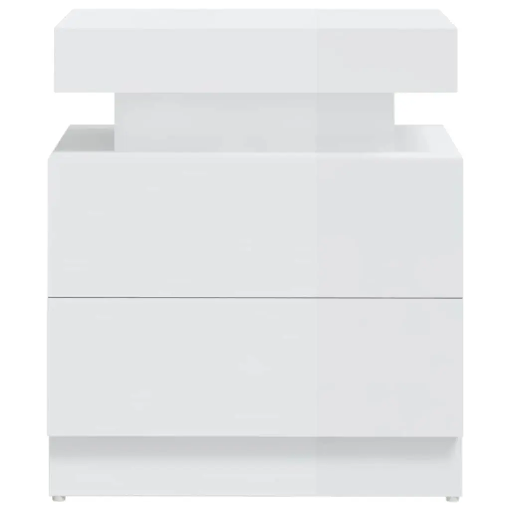 High Gloss White Nightstand with Ample Storage