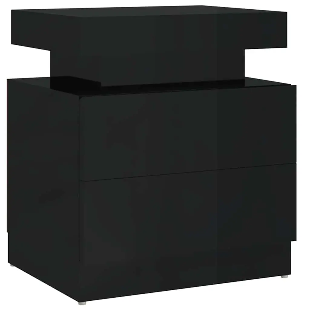High Gloss Black Bedside Cabinet with Storage