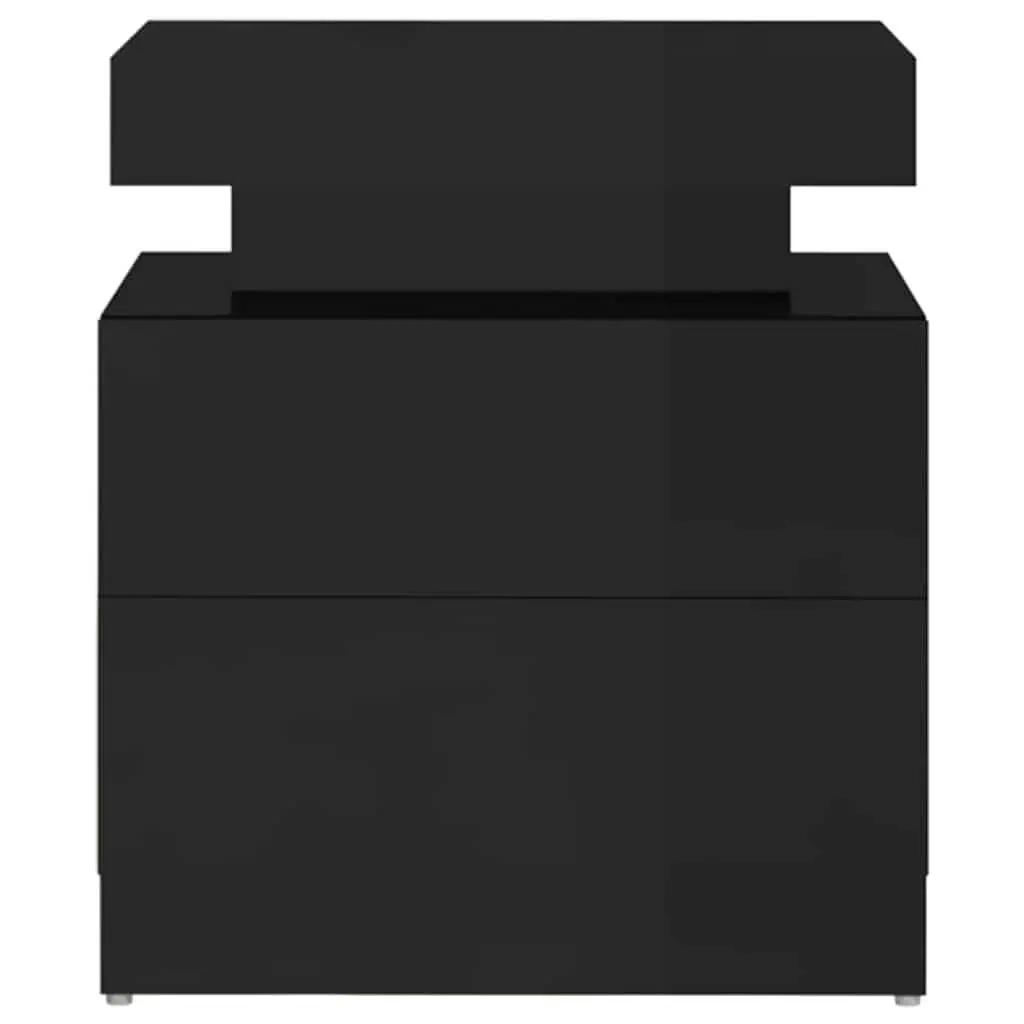 High Gloss Black Bedside Cabinet with Storage
