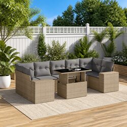 8-Piece Outdoor Garden Sofa Set with Adjustable Table
