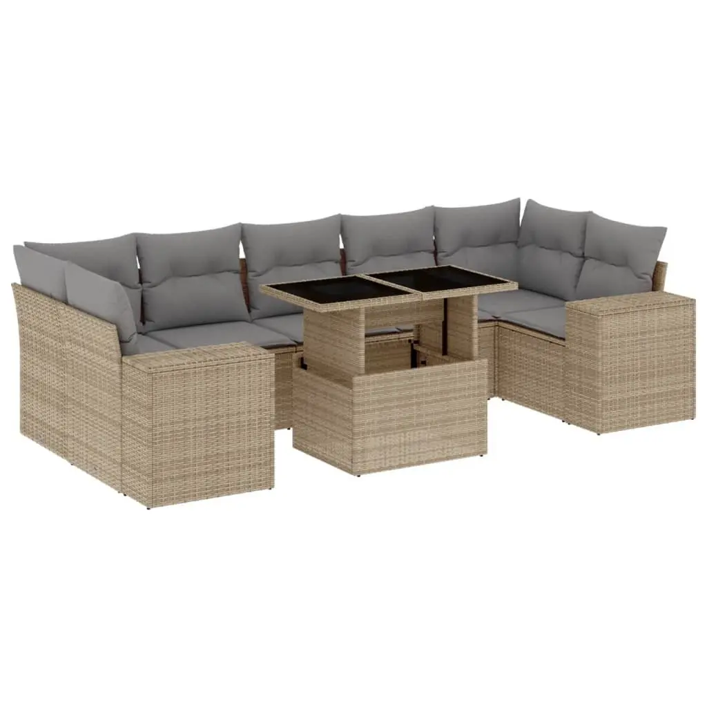 8-Piece Outdoor Garden Sofa Set with Adjustable Table
