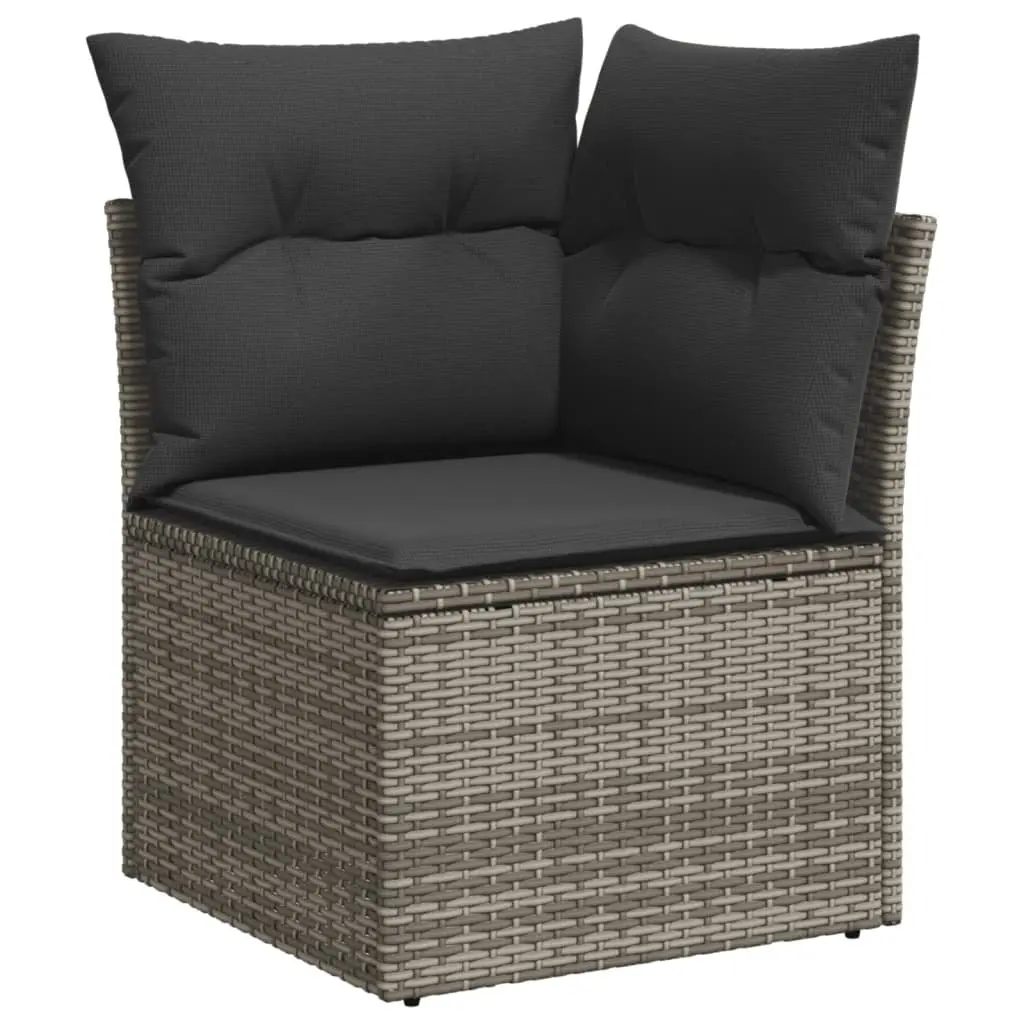 8 Piece Garden Sofa Set PE Rattan Grey with Cushions