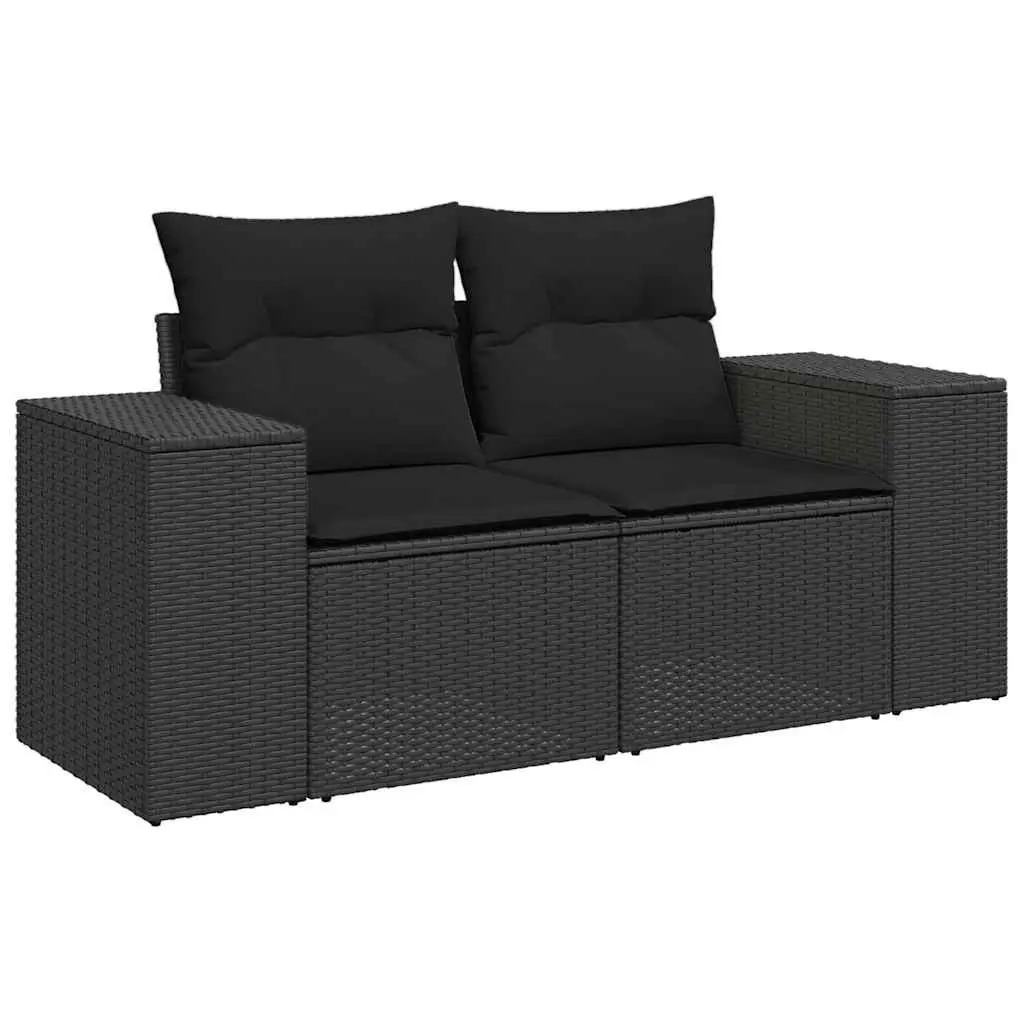 5 Piece Black Garden Sofa Set with Cushions