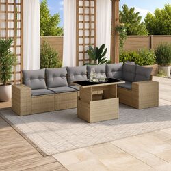 Durable 7 Piece Garden Sofa Set with Adjustable Table