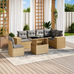 High-Quality 7 Piece Adjustable Garden Sofa Set Beige