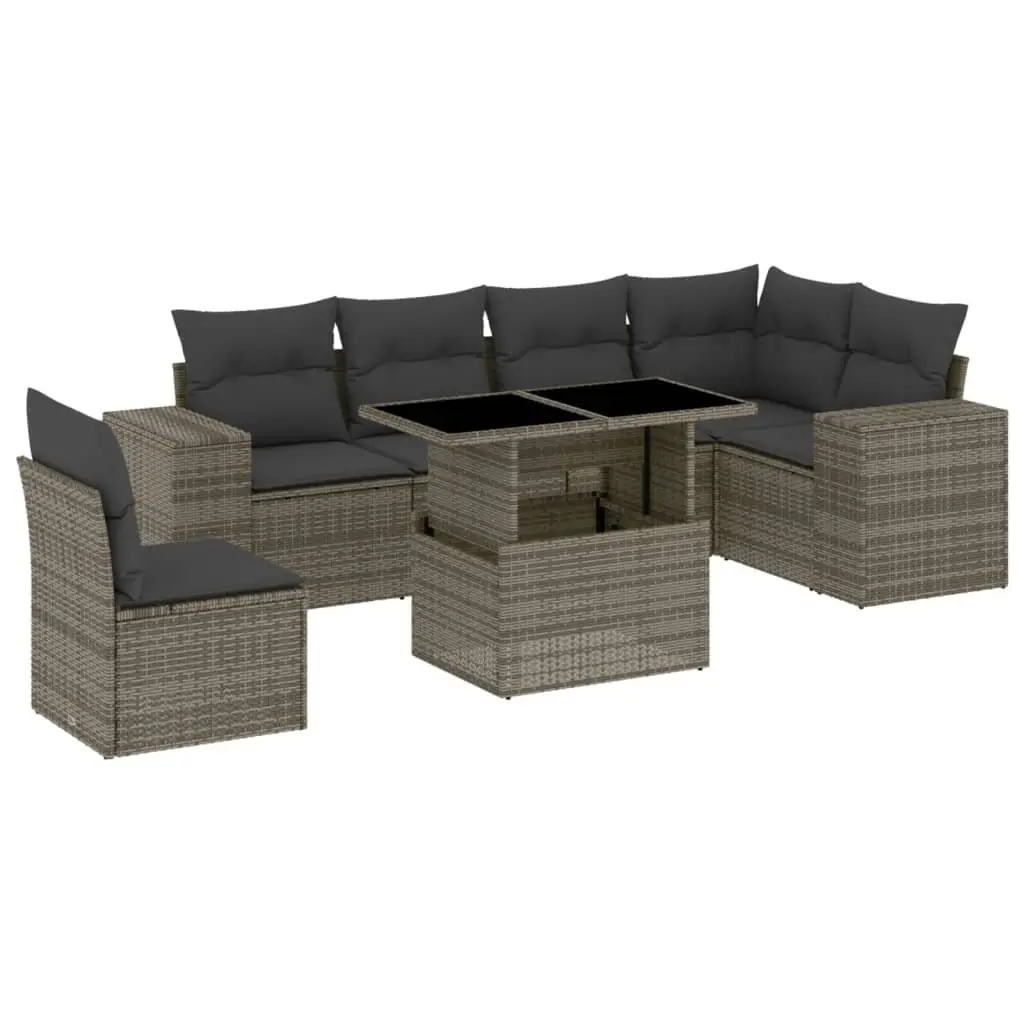 7 Piece Outdoor Sofa Set with Adjustable Table