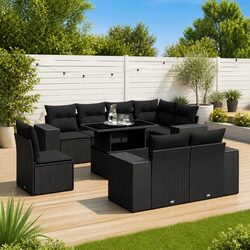Premium 9-Piece Modular Garden Sofa Set in Black