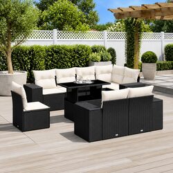 Stylish 9-Piece Outdoor Garden Sofa Set in Black