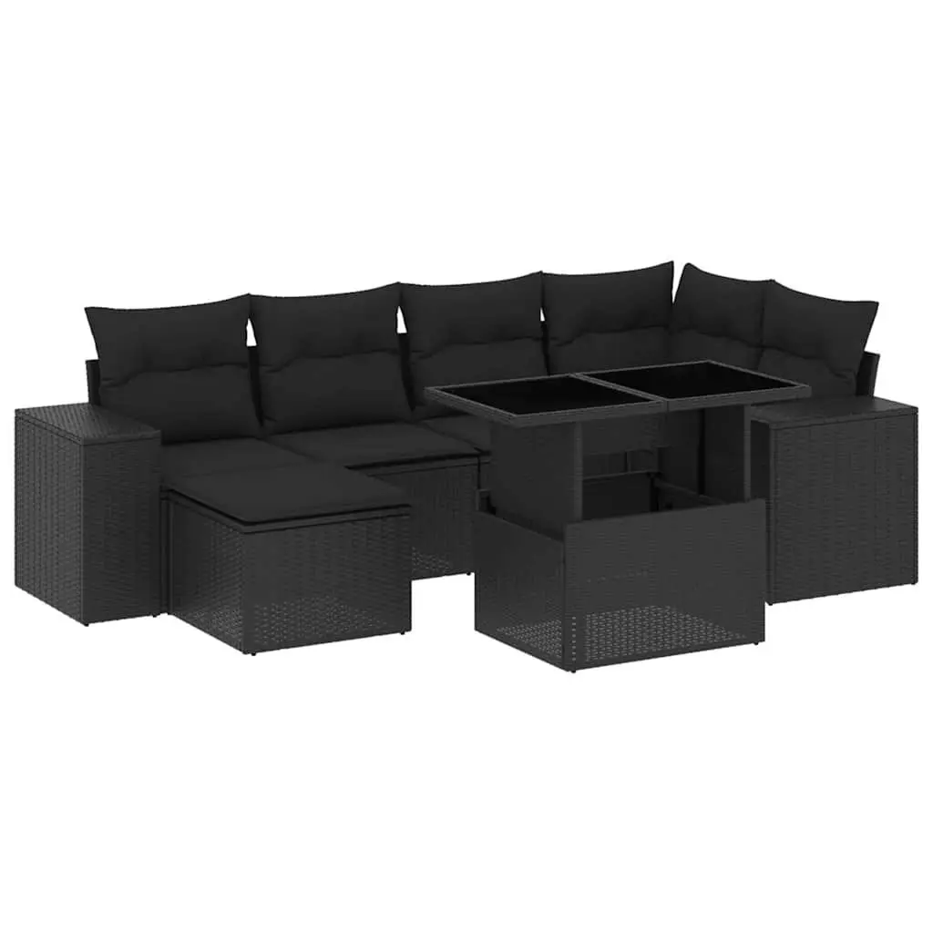 Modular 7-Piece Outdoor Sofa Set with Adjustable Table