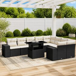 Durable 10 Piece Outdoor Garden Sofa Set in Black
