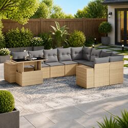Premium 10 Piece Outdoor Garden Sofa Set in Beige