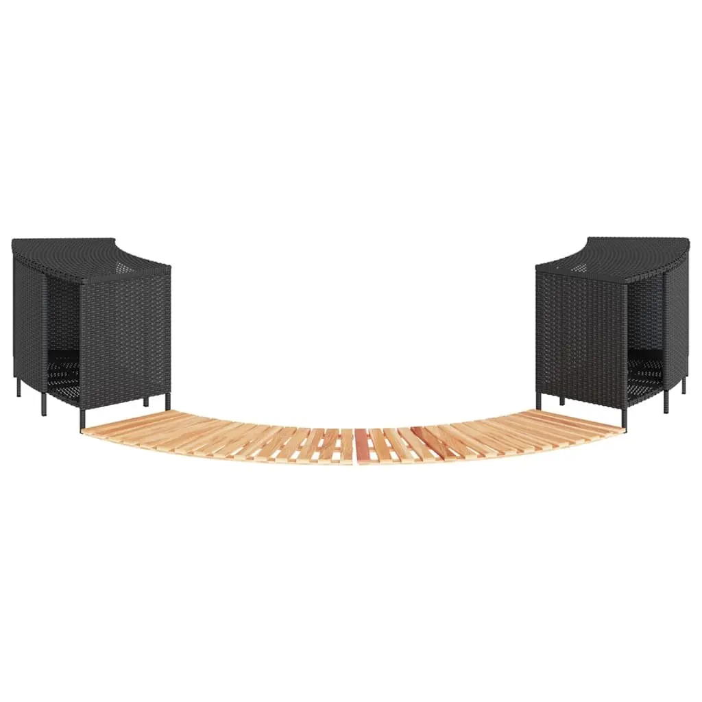 Hot Tub Surround Step Storage Outdoor Spa Enclosure Black Poly Rattan Acacia