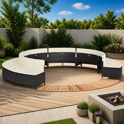 Hot Tub Surround Black Poly Rattan Wood Acacia Step Modular Outdoor Spa