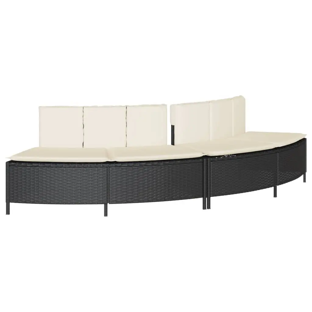 Hot Tub Surround Black Poly Rattan Wood Step Spa Deck Modular Outdoor