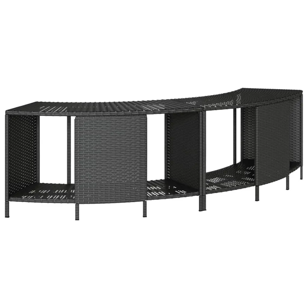 Hot Tub Surround PE Rattan Acacia Wood Step Outdoor Spa Deck Black