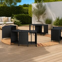 Premium Black Poly Rattan Hot Tub Surround with Storage