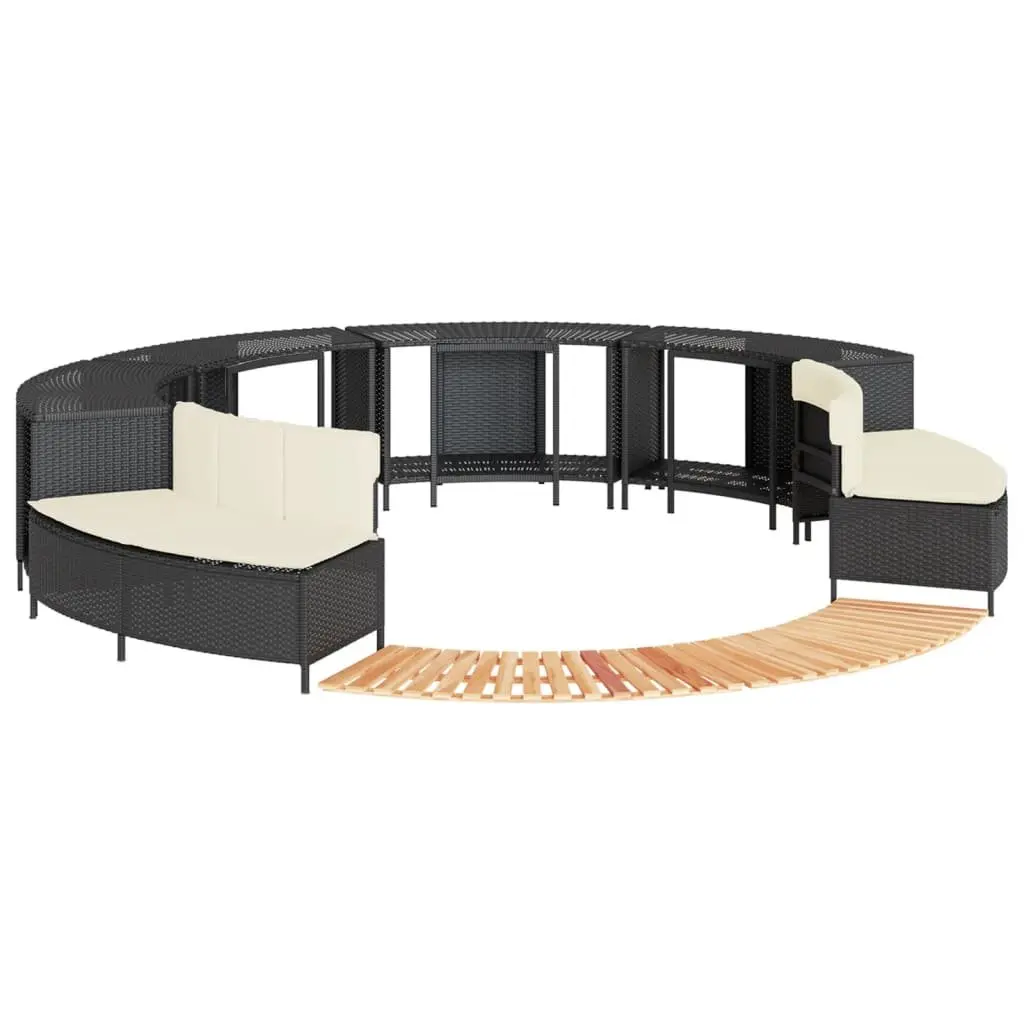 Hot Tub Surround with Storage Black Rattan Bench
