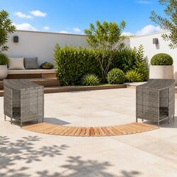 Durable Grey PE Rattan Hot Tub Surround with Storage