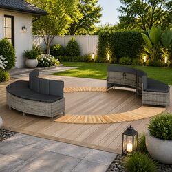 Modular Hot Tub Surround with Grey Acacia Wood Steps