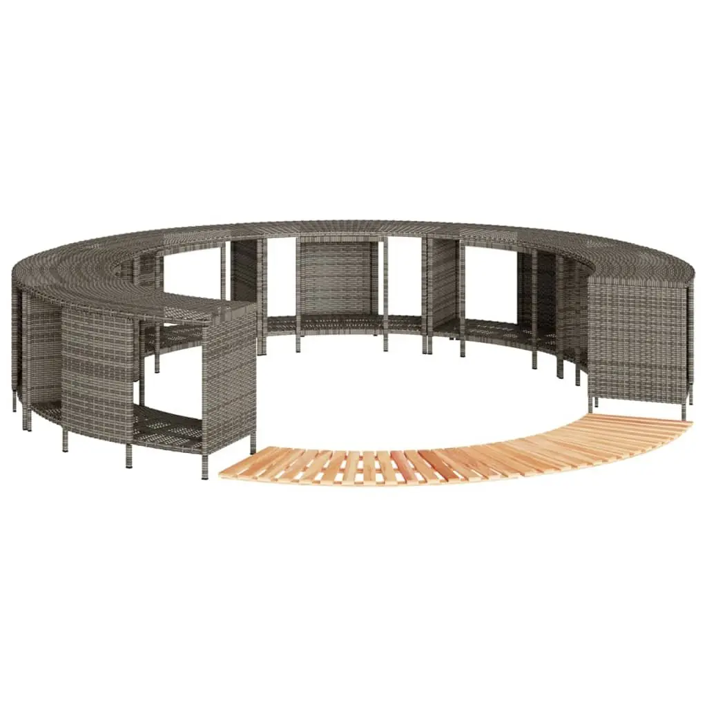 Grey Poly Rattan Hot Tub Surround with Storage Step