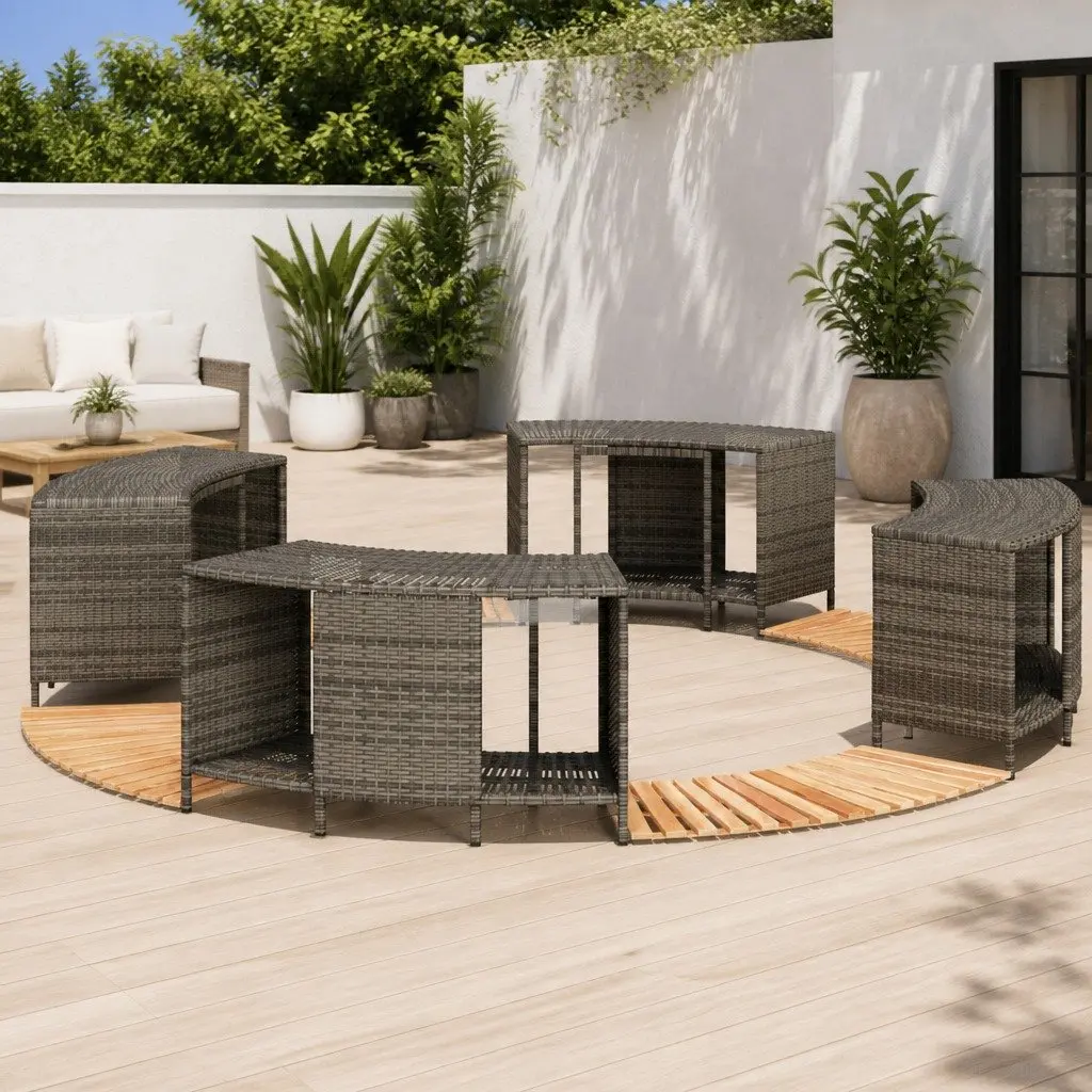 Hot Tub Surround with Storage and Step in Grey