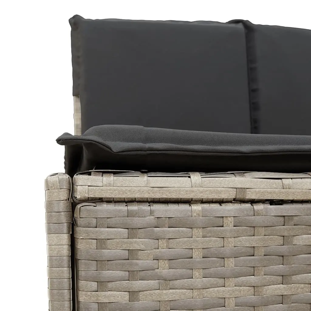 Hot Tub Surround Poly Rattan Solid Wood Grey Modular Storage Bench