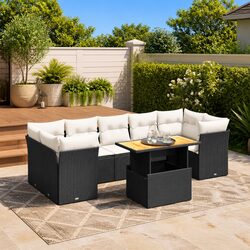8 Piece Outdoor Modular Garden Sofa Set in Black