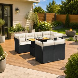 High-Quality 8 Piece Outdoor Garden Sofa Set in Black