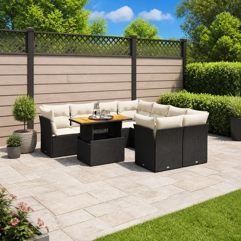 9-Piece Outdoor Modular Sofa Set with Cushions