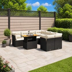 9-Piece Outdoor Modular Sofa Set with Cushions