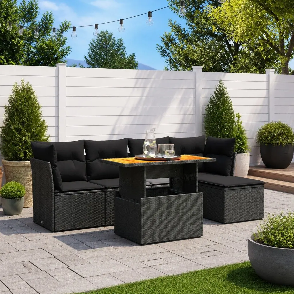 6-Piece Modular Patio Lounge Set with Adjustable Table