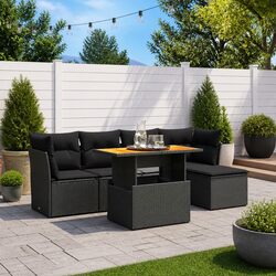 6-Piece Modular Patio Lounge Set with Adjustable Table