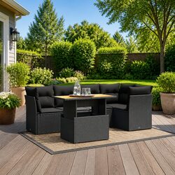 Premium 5 Piece Garden Sofa Set Outdoor Furniture in Black