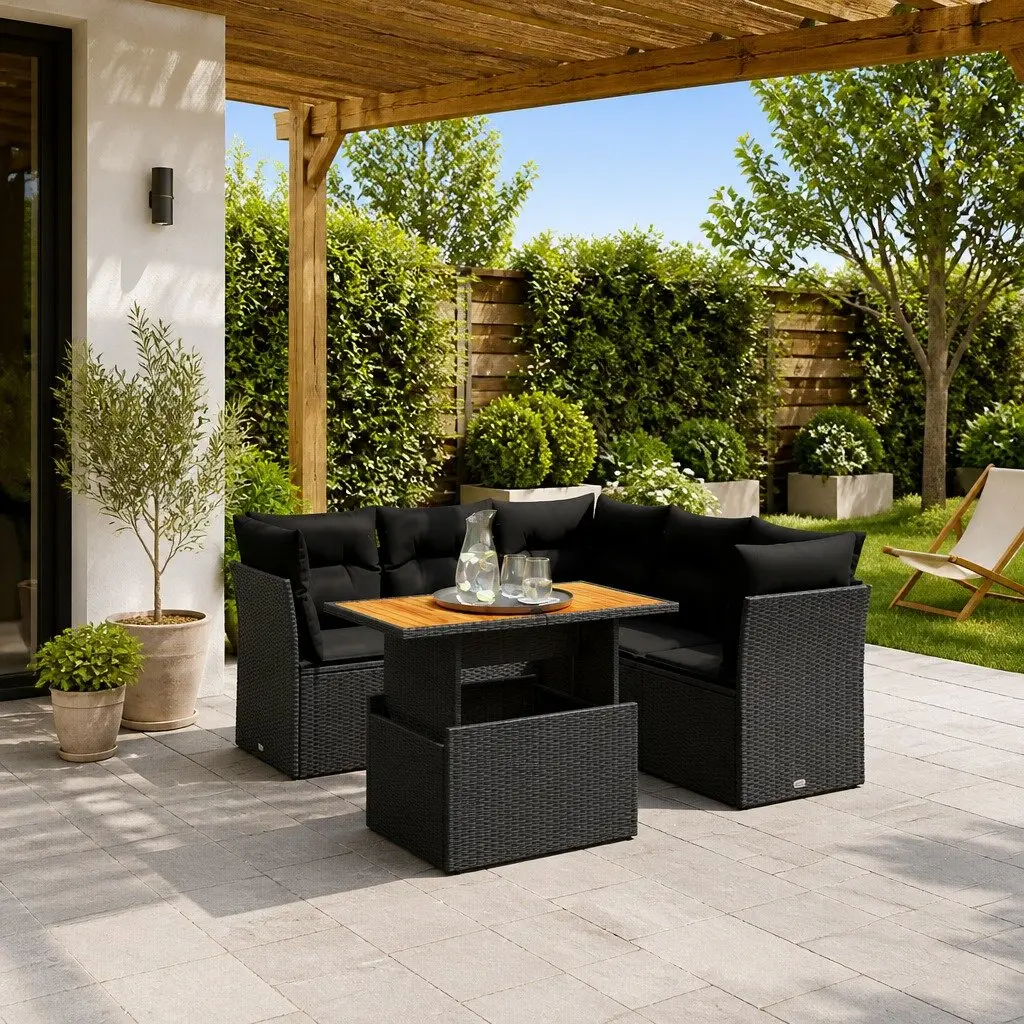 5-Piece Modular Outdoor Sofa Set with Adjustable Table