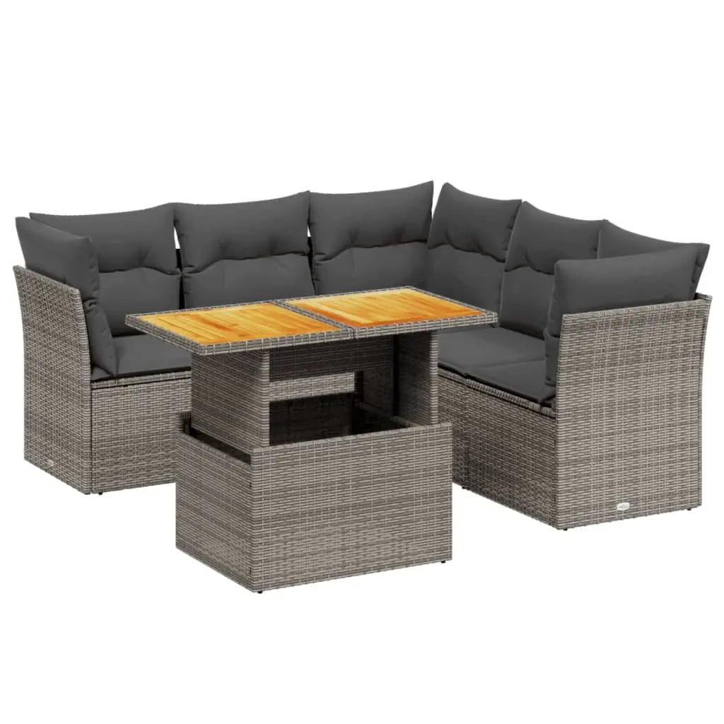 5 Piece Garden Sofa Set in Grey Poly Rattan