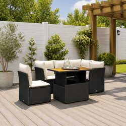 5 Piece Black Outdoor Garden Sofa Set with Adjustable Table
