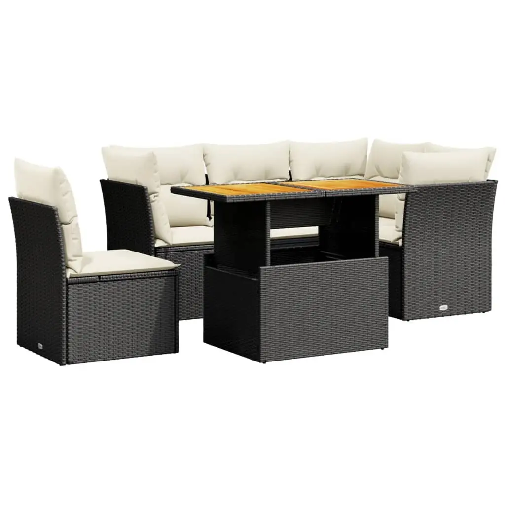 5 Piece Black Outdoor Garden Sofa Set with Adjustable Table