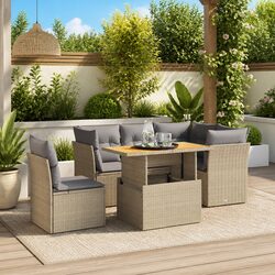 Sturdy 5 Piece Outdoor Garden Sofa Set in Beige with Cushions