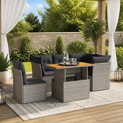 5-Piece Grey Outdoor Garden Sofa Set with Cushions