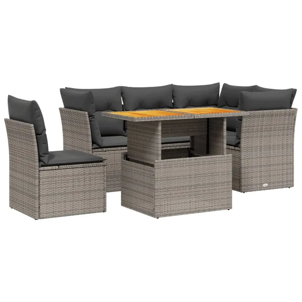 5 Piece Garden Sofa Set PE Rattan Grey Modular with Cushions